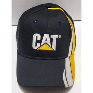 CAT Men’s Black Colorblock Logo Adjustable Baseball Cap Hat One Size